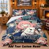Spy × Family Custom Name 3Pcs Bedding Set 1 Bed Sheet 2 Pillowcases Bedroom Home Decor