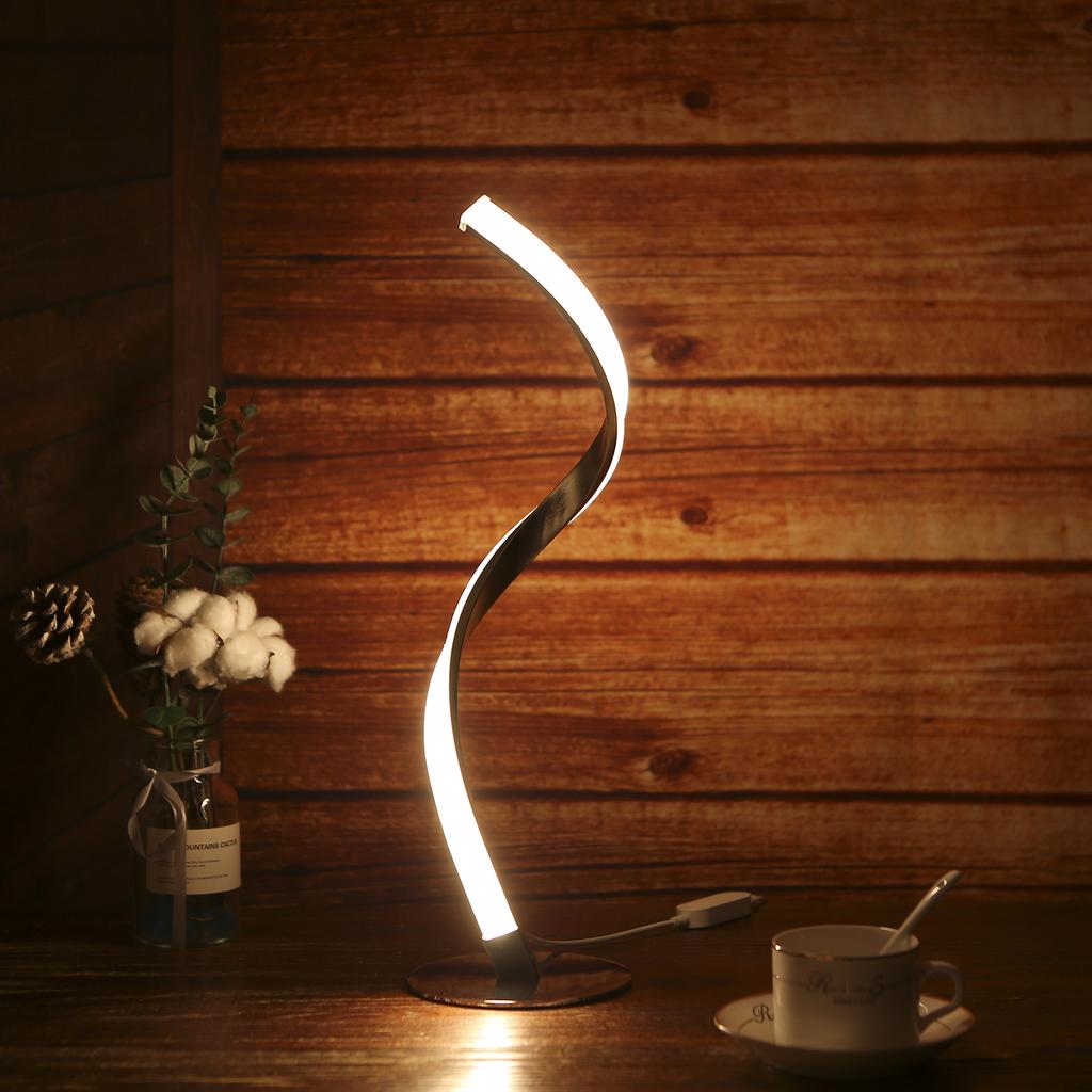Neoglint 10W Spiral LED Table Light Dimmable 3 Lighting Colors Bedside Desk Lamp Nightstand Lamp for Bedroom Living Room