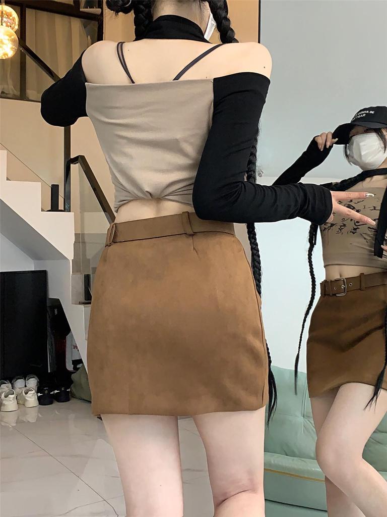 2025 Fall Spicy American High-Waisted A-Line Skirt for Women