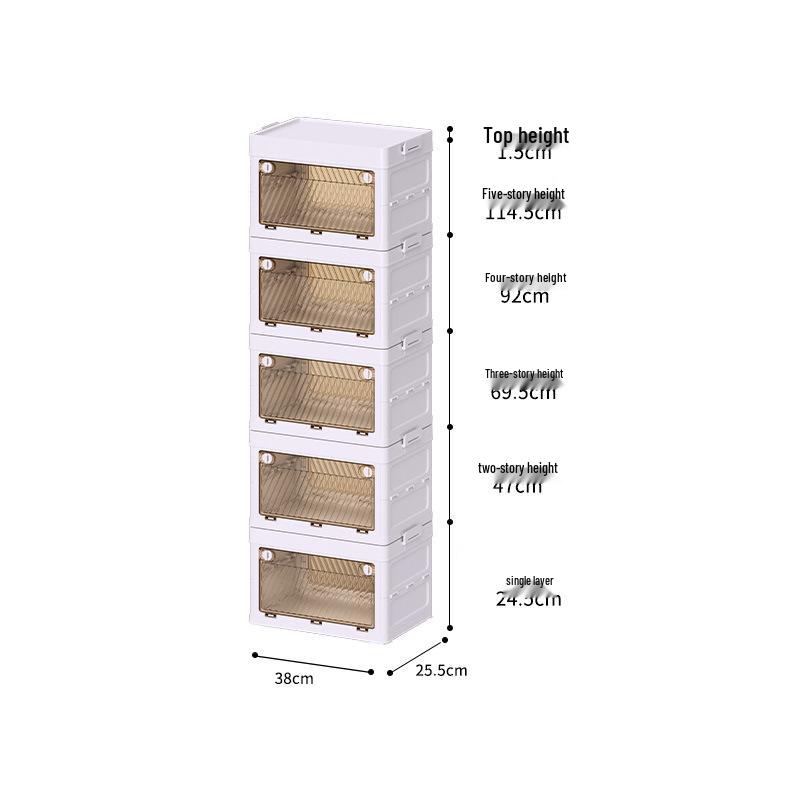 Instant Open Foldable Multi-Layer Plastic Storage Cabinet for Bedroom/Living Room