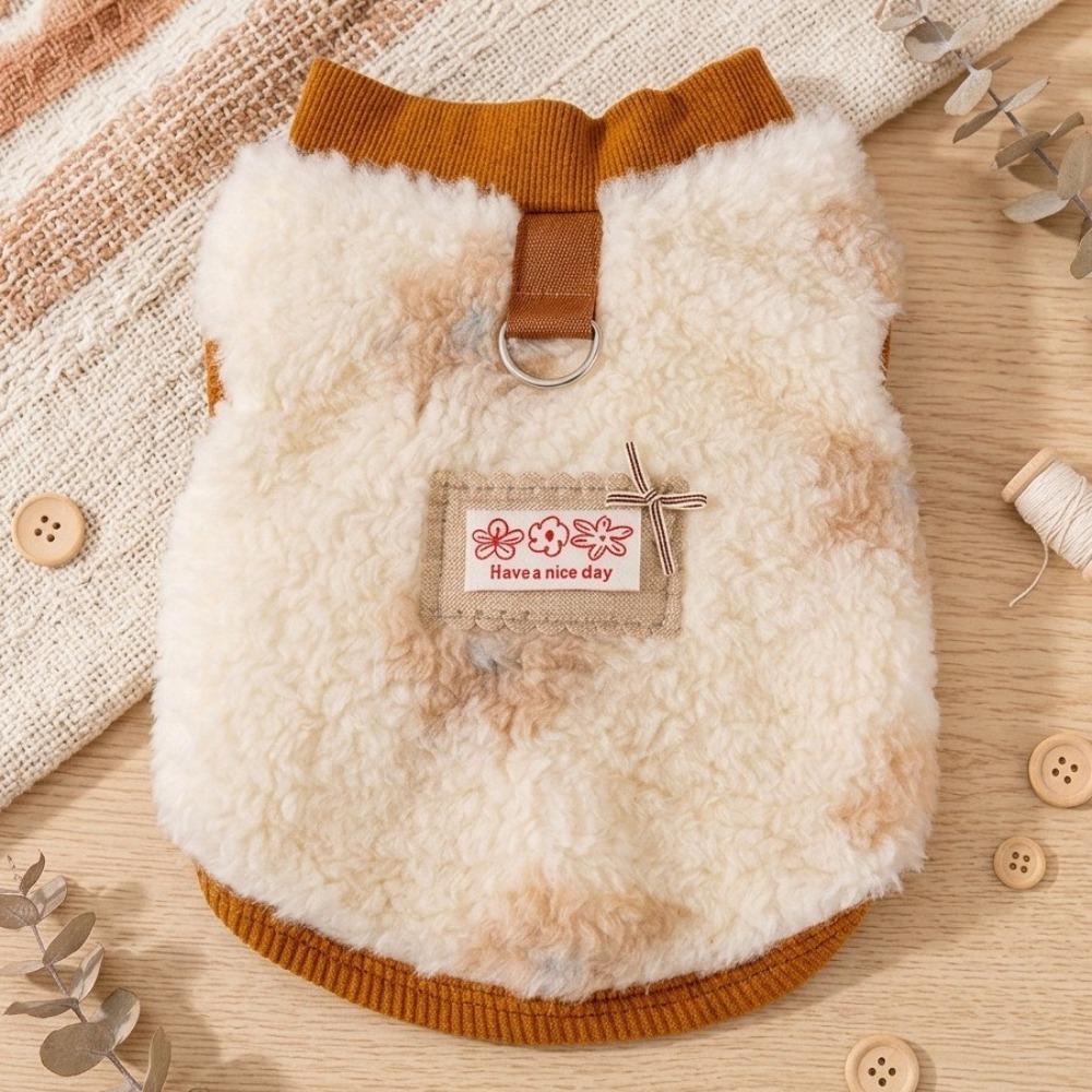 Fashion Warm Thicken Dog Coat Soft Plush Cozy Pet Fleece Coat Thick Fleece with D-ring Two-legged Pet Vest Outdoor Activity