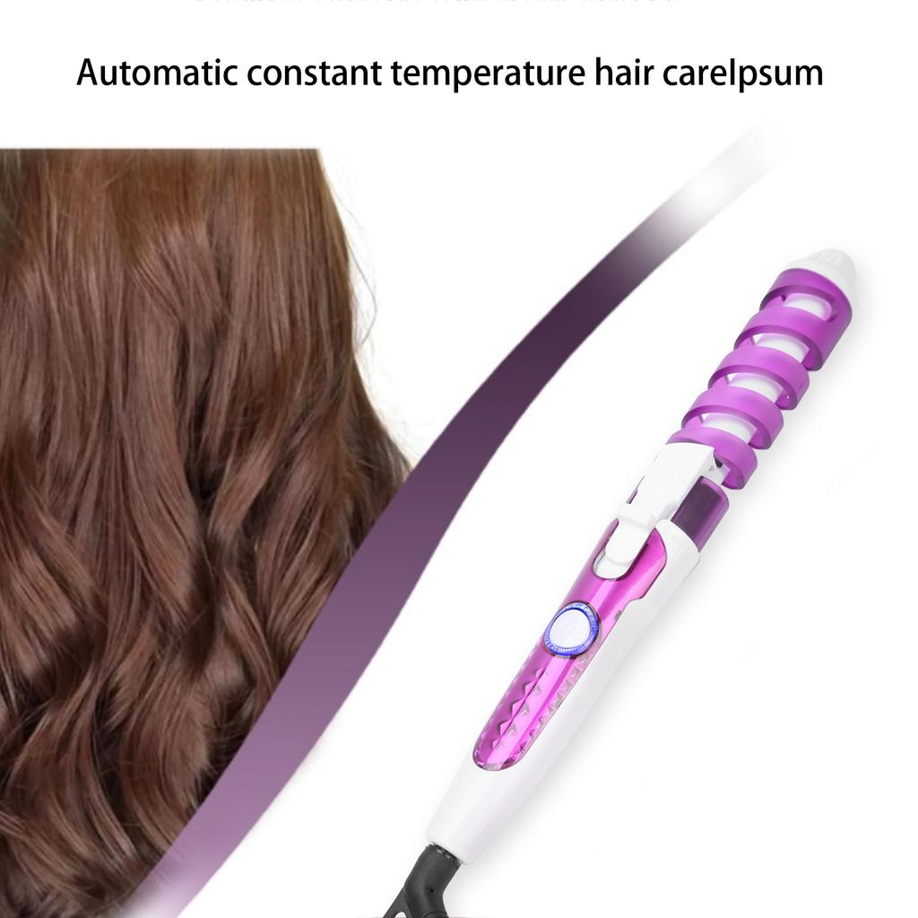 Mini Spiral Hair Curler Portable AntiScald Wavy Hair Styling Hair Curling Wand Purple