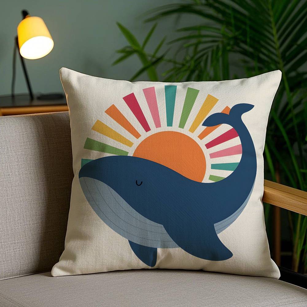 Geometric animal pattern Pillow Case Antidustmite Invisible zipper Sofa Bed 30X30cm