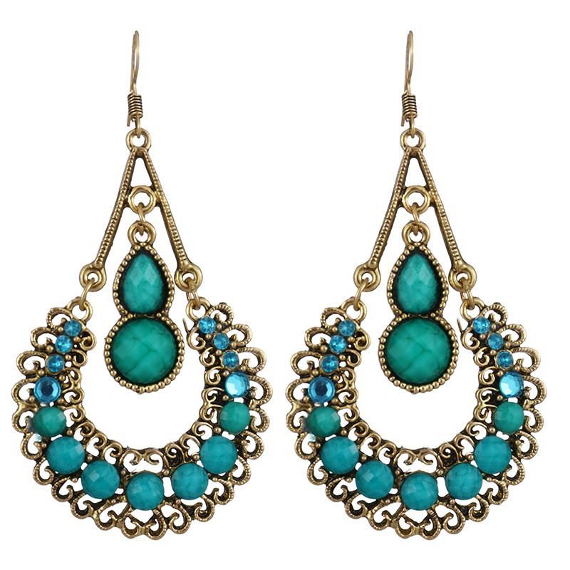 

Этнические женские серьги-подвески в стиле бохо, геометрические резные полые бусины, кристаллы, старинные свадебные серьги в стиле бохо