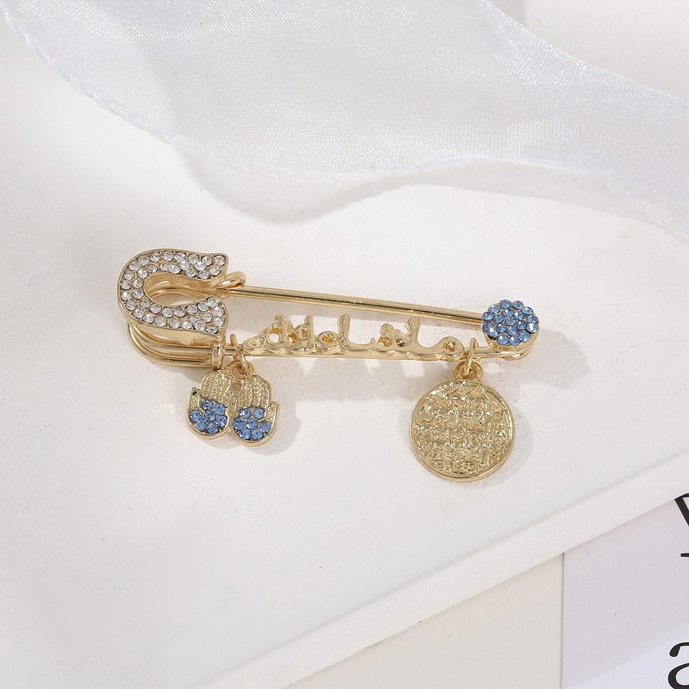 Blue-Eyed Palm Crown Letter Zircon Brooch Fashionable Personalized Retro God's Eye Design New Wholesale Brooch