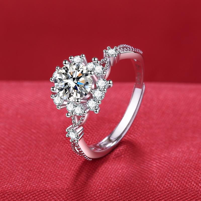 925 Silver Ring Heart AAA Zircon Open Adjustable Engagement For Women Wedding Fashion Jewelry Party Gifts