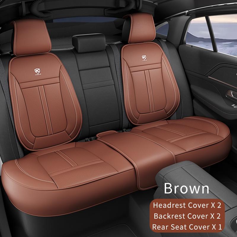 PU Leather Car Seat Covers Full Set Breathable Hole Front Seat Cushion Adjustable Back Seat Protector Waterproof Car Accessory