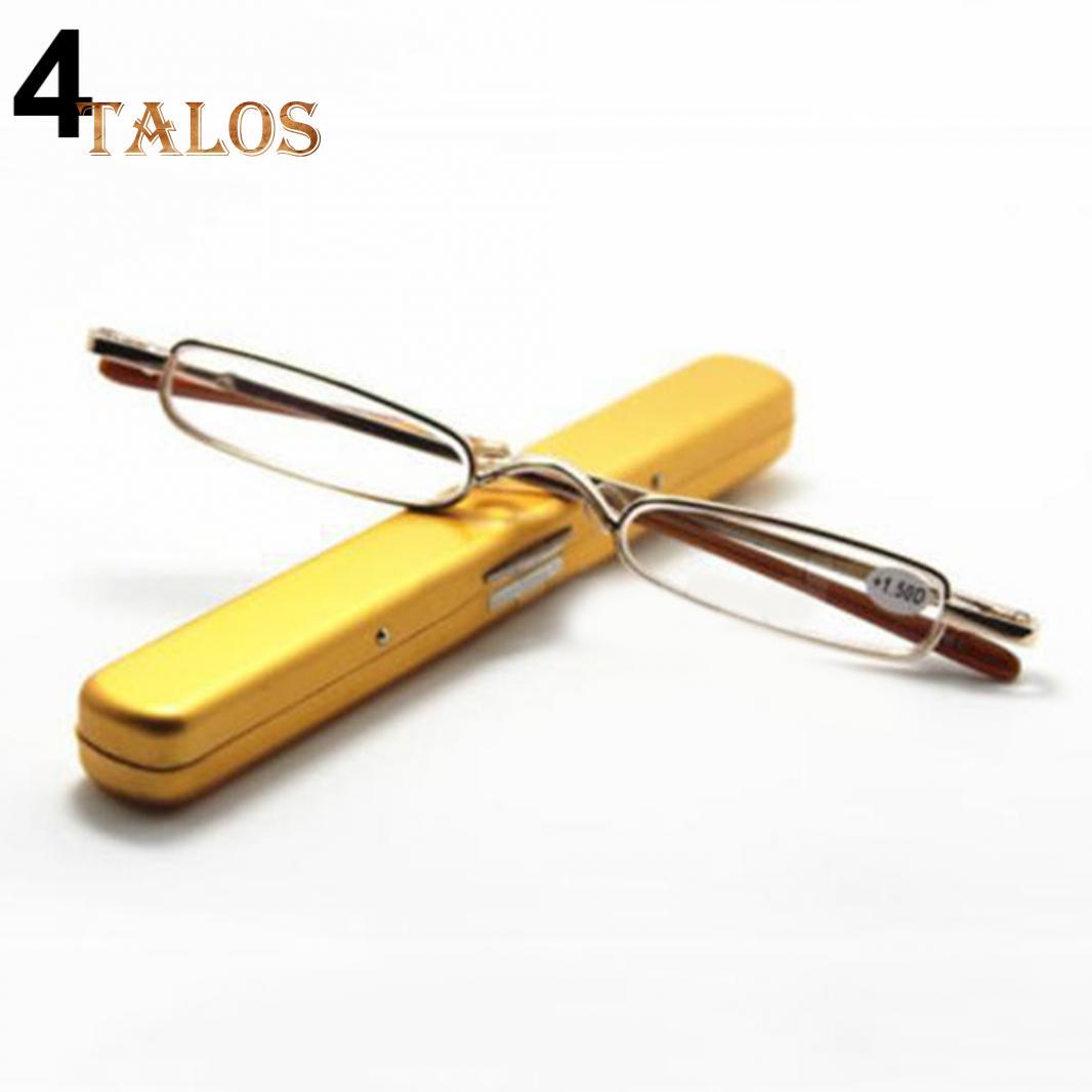 

Модные портативные очки для чтения, чехол-тубус для ручки, 1,00–4,00 диоптрий, здоровье +3.00 Strength золотой