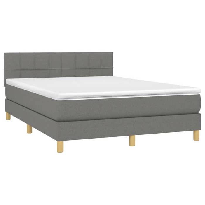 3140610 vidaXL Divan Bed with Mattress Dark Grey 140x190cm Fabric
