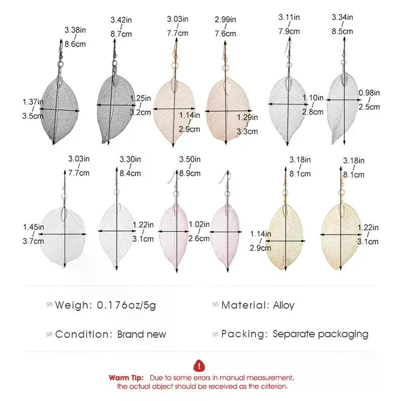 1pair Simple Fashion Leaf Pendant Earrings For Women Punk Elegant Wedding Jewelry Delicacy Ear Ornaments