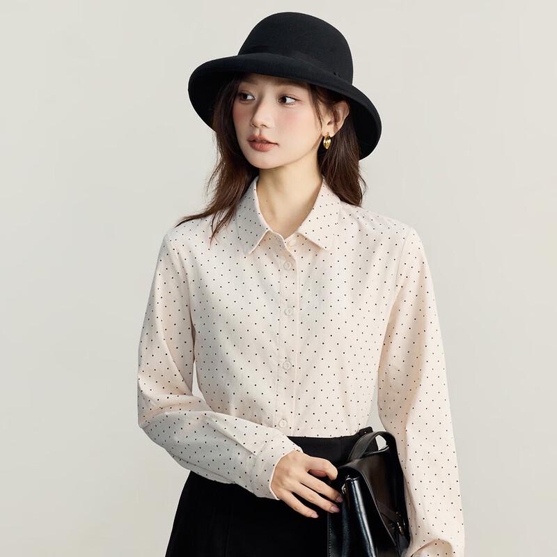INMAN Women s Corduroy Polka Dot Long Sleeve Shirt L
