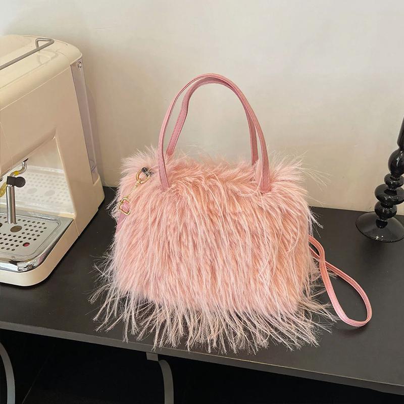 Furry Bags For Women's Fashion Women's Fur Tote Bags Y2K Handbag Versatile Designer Luxury Furry Bags Big Handbags Crossbody