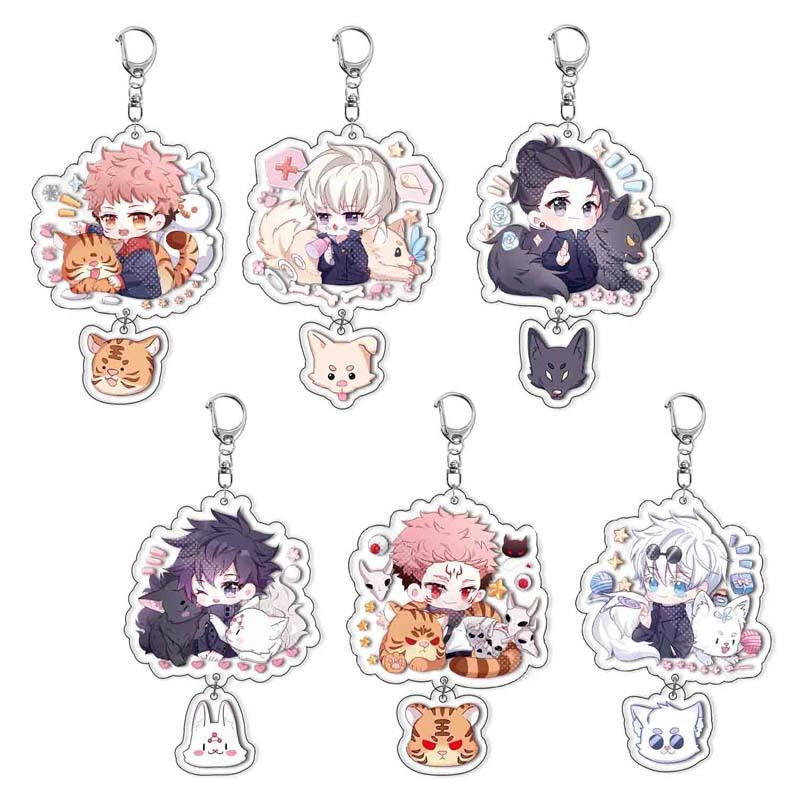 Cartoon Jujutsu Kaisen Acrylic Keychain Pendant Anime Peripheral Itadori Yuji Fushiguro Megumi Kugisaki Nobara Satoru Gojo Pendant Keyring