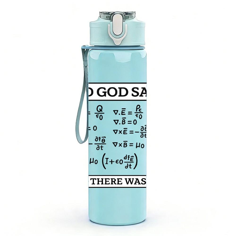 1PC And God Said Genesis Bible Quote Print 750ml Color Plastic Sports Water Bottle Leakproof Flip Straw Lid Suitable for Sports Office Home Use
