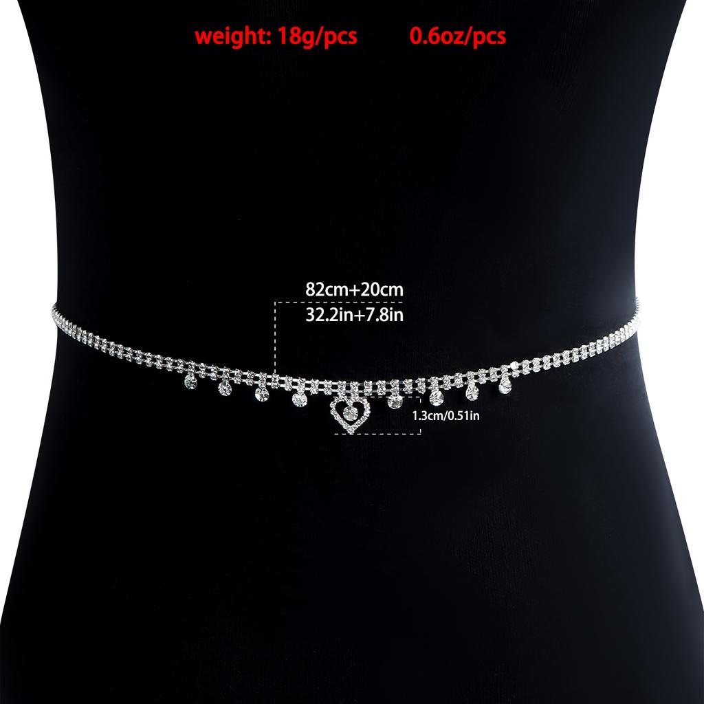 European and American Jewelry, Beach Wind Full Diamond Love Waist Chain Women, Sexy Fashion High-end Single-layer Body Chain