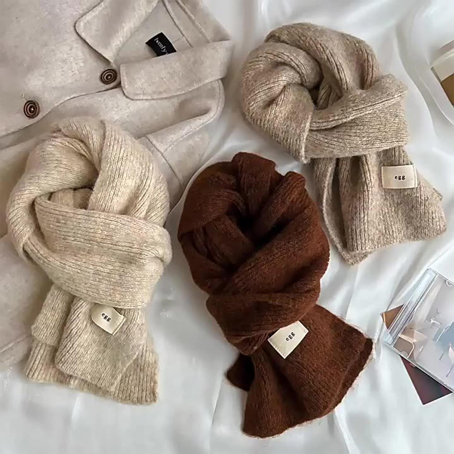 

Autumn And Winter Atmosphere Scarves Brown Long Scarf Warm Women Knitted Scarves Female Temperament Shawl Wraps New Year Gifts