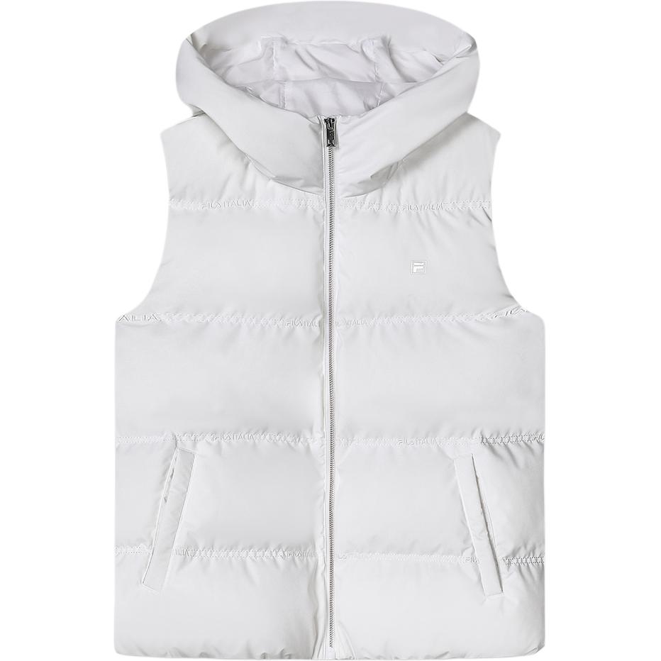 

FILA Official Womens Down Vest 2023 Winter New Fashion Casual Simple Loose Stand Collar Jacket Women vest Standard-White F11W347902F-WT M