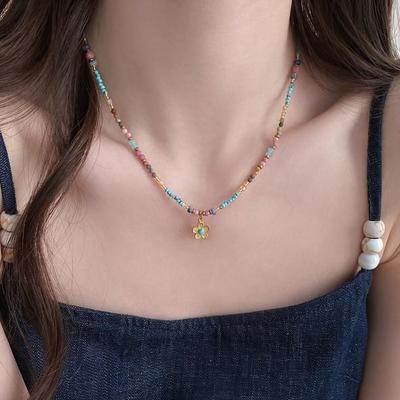 Dopamine Beaded Necklace: High-End Light Luxury Women's Ethnic Clavicle Chain 2026