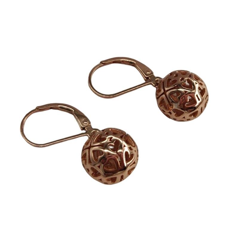 Hollow Rose Gold Heart Shape Drop Earrings Round Ball Silver Plating Girls Woman Long Tassel Drop Earrings Jewelry Gifts