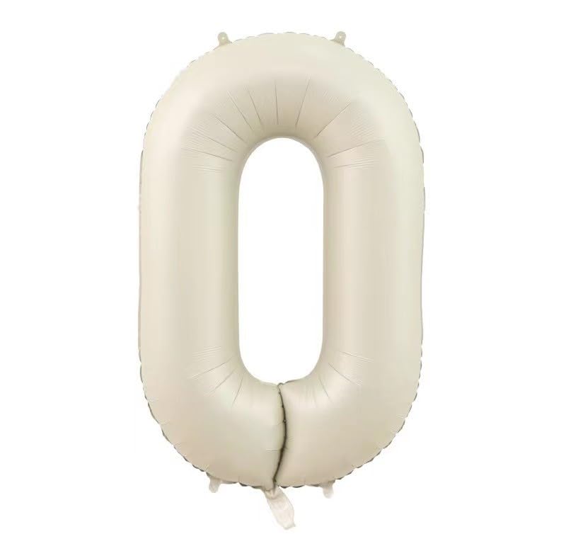 

Number Balloon 32-inch 70cm Cream Beige Balloon with Straw for Birthday Party Celebration Anniversary Home Studio Muted Color