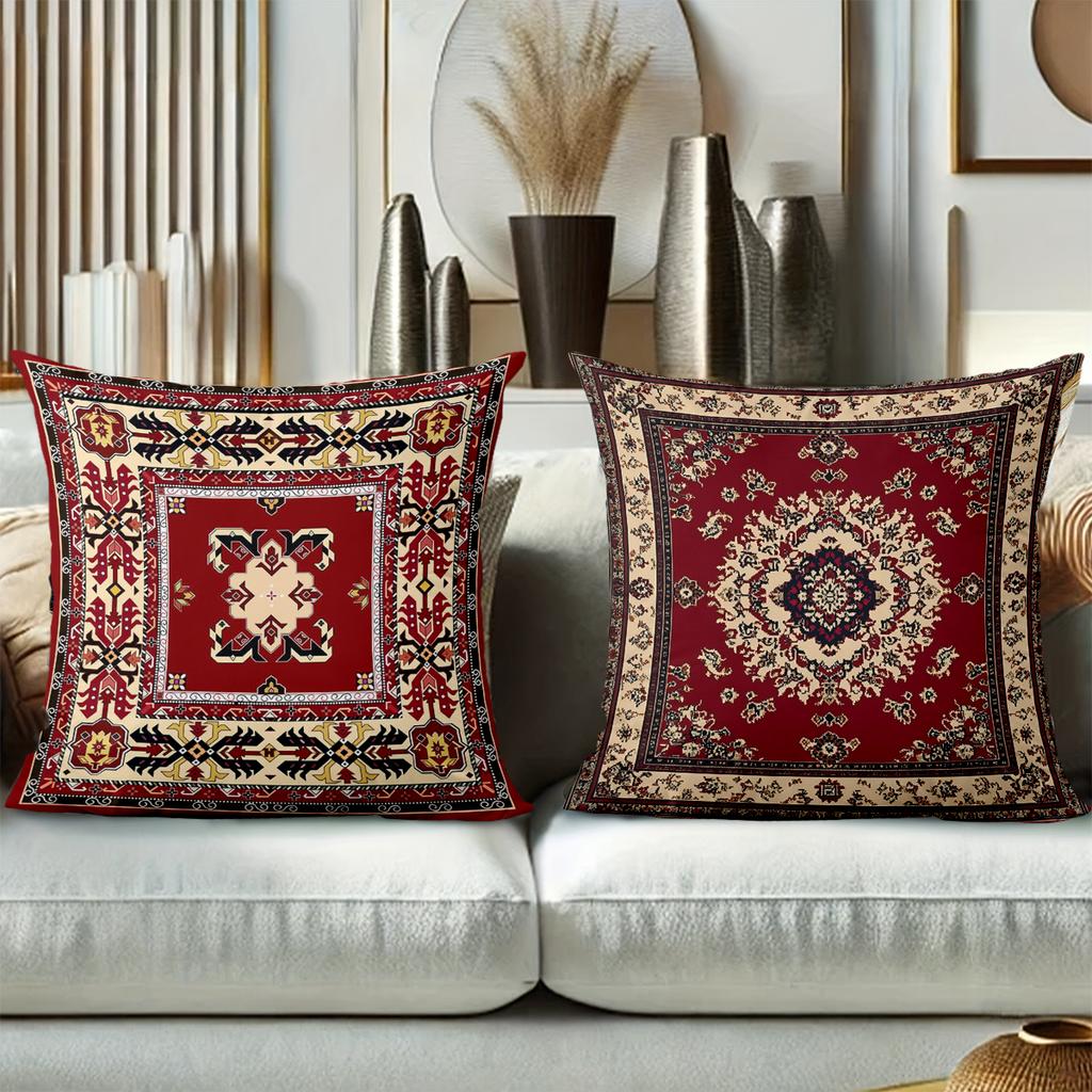 Exquisite Ethnic Patterned Decorative Cushion Covers Polyester Pillowcase, Sofa Decorative Cushion Cov Headboard Pillow