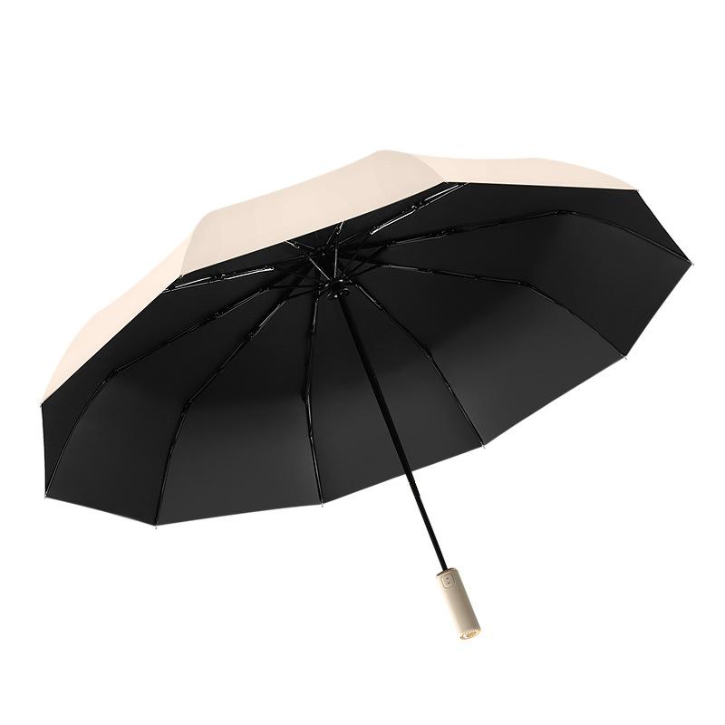 Premium three-fold umbrella lettering 10-bone automatic umbrella folding vinyl sunscreen umbrella umbrella gift wide