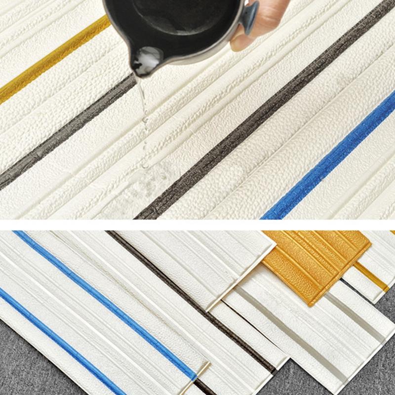 230cmX14cm Self-adhesive Skirting Line 3D Foam Wall Edge Strip Stickers Waterproof Tiles Border Paper Decor Wall Sticker