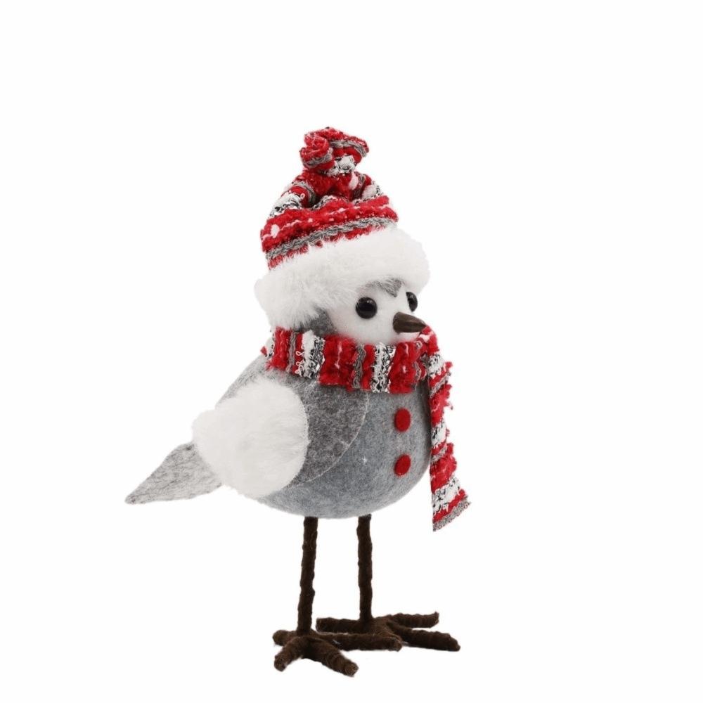 Standing Christmas Bird Figurines with Hat Festive Bird Statue Table Decoration