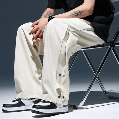 New Summer Sports Pants Men's Loose Ice Silk Pants Youth Wide Leg Casual Pants