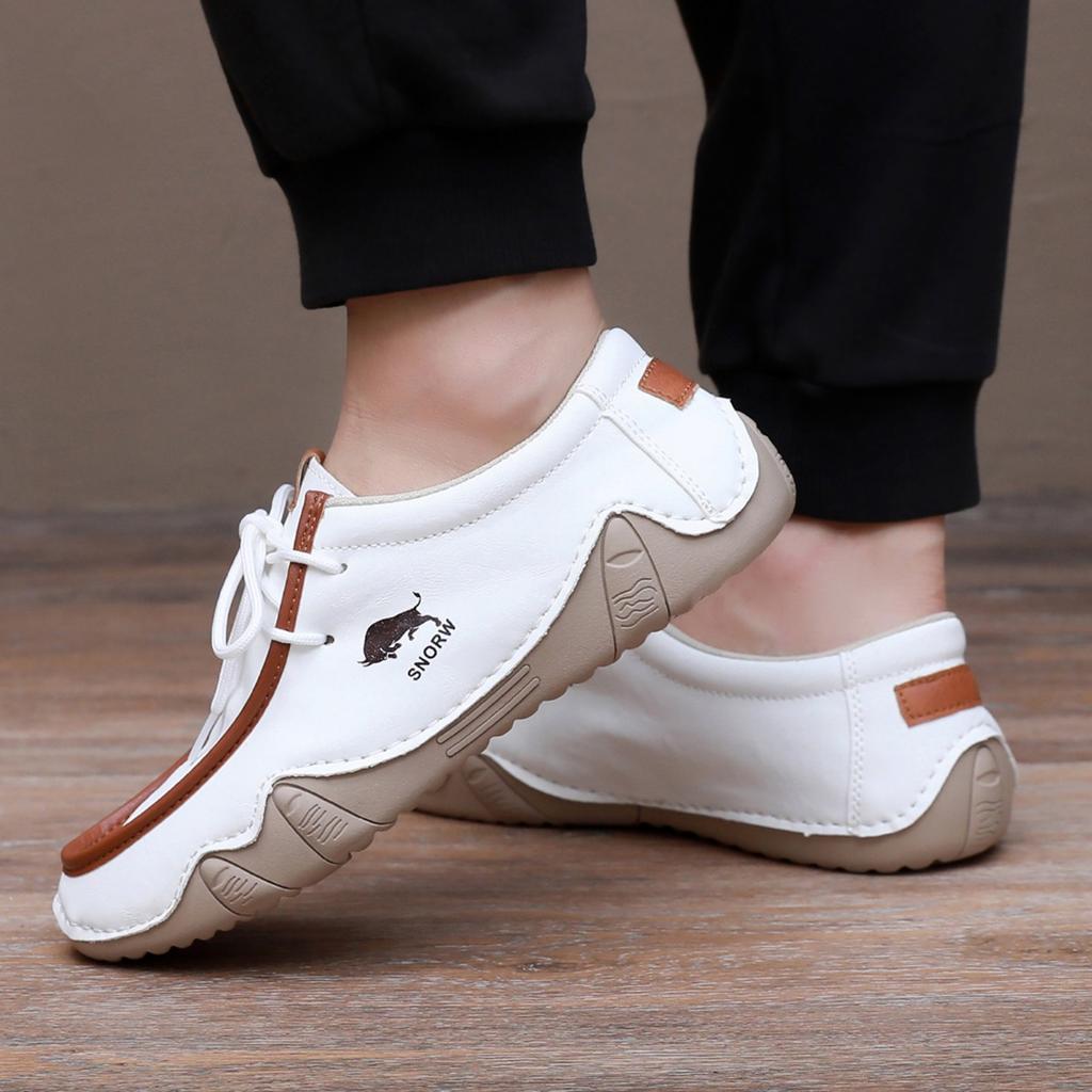 Fashion Handmade Leather Casual Men Shoes Design Sneakers Man Loafers Breathable Low Top Flat Shoes Driving Plus Size 38-48