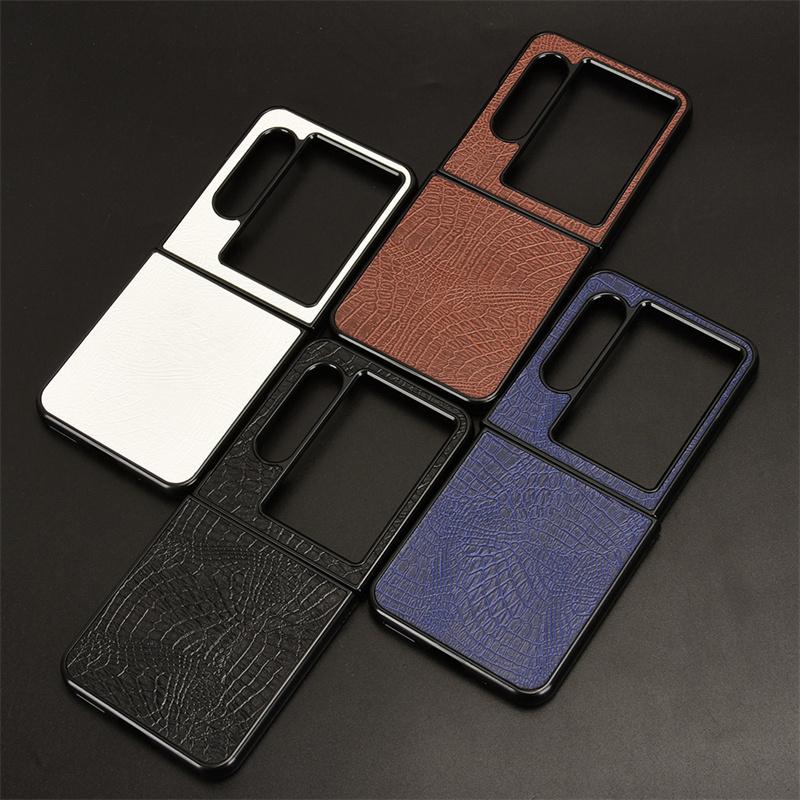 For ZTE Libero Flip 2 5G Case Crocodile Grain Genuine Leather Phone Cover For ZTE Nubia Flip2 5G Hard PC+PU Phone Case