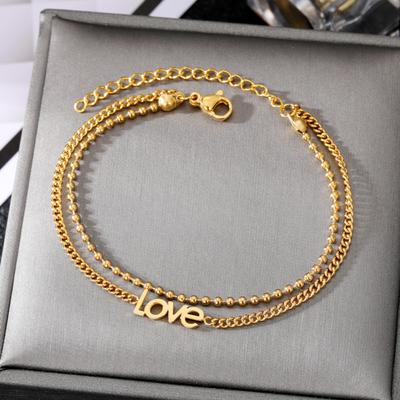 2023 New Bracelet LOVE Girls' Lovely Bracelet Jewelry Double Layer Round Bead Bracelet Fashion Charm Temperament Versatile Party Bracelet
