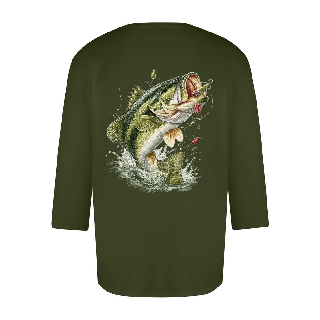 Men'S Round Neck Three-Quarters Sleeve Top Casual Fashion T-Shirt