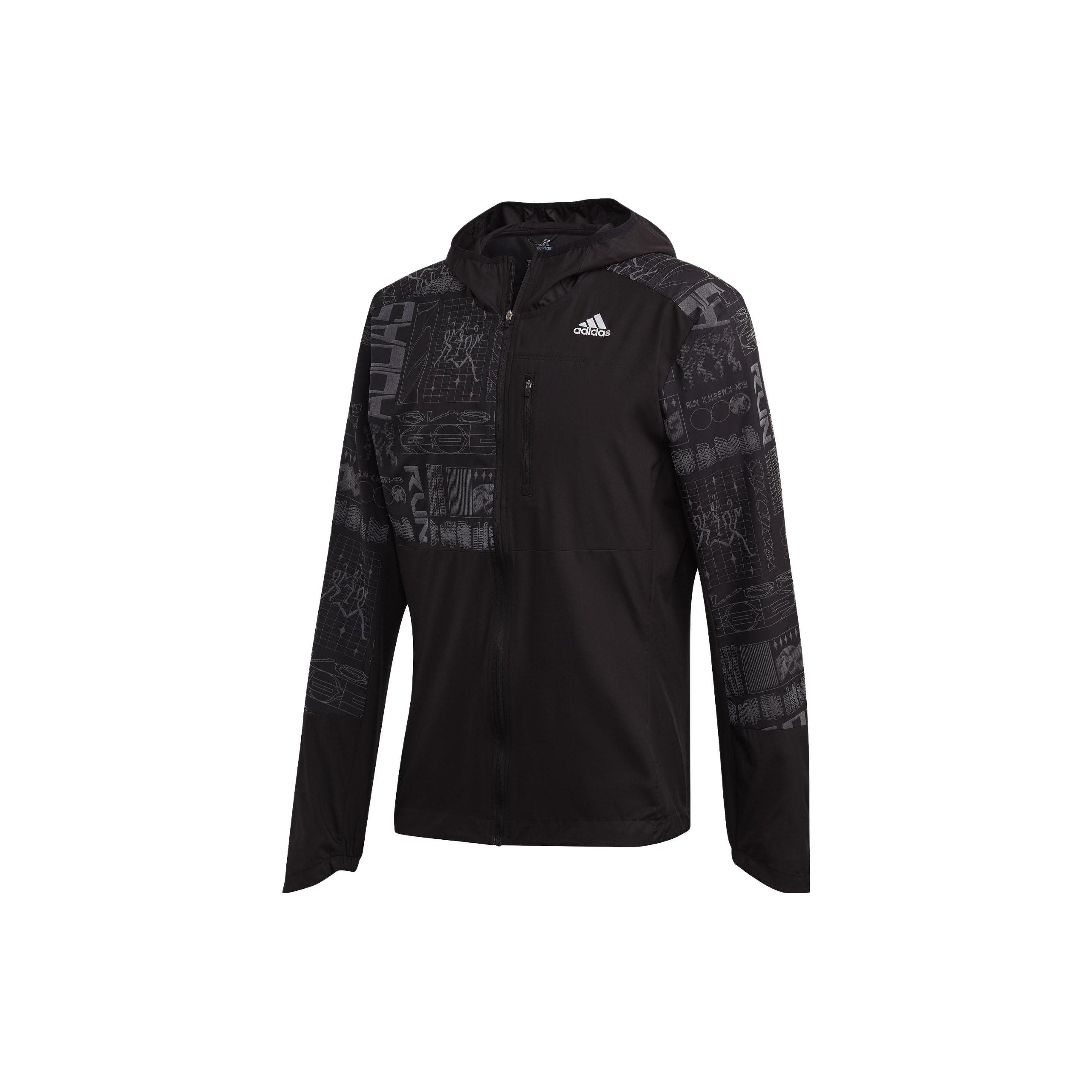 

Adidas Logo Print Hooded Casual Jacket Men Jacket Black FS9811 S