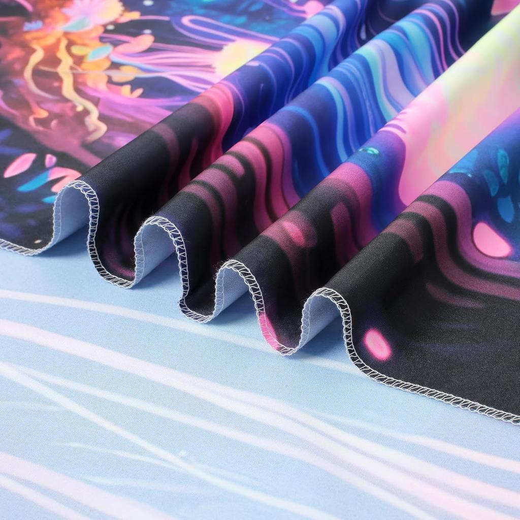 Manicer Blacklight Jellyfish Forest Tapestry – UV Reactive Fantasy Underwater Jellyfish In Enchanted Forest, Glow In the Dark Neon Nature Art Wall