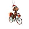 Acrylic Car Mirror Hanging Ornament, Dog Cycle Christmas Accent with Cord for Holiday Vehicle Use and Display Trim