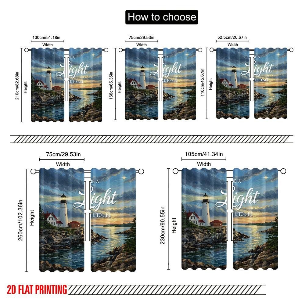 2pcs 2D flat printing Scene Curtains Be A Light See 100% Polyester Fabric Without Electricity 0 Use for Holiday Parties Home