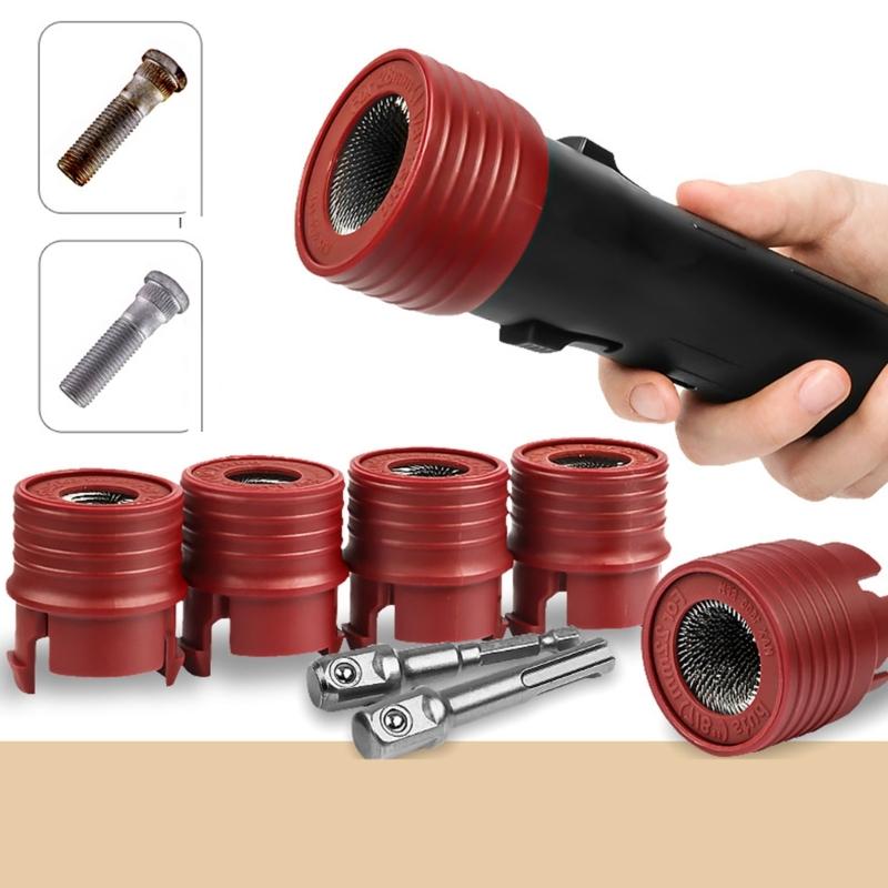 Car Wheel Hub Studs Cleaning Tool Set Efficient Rusts  Remover with Storage Box 9pcs for Use In DIY & Professional Setting