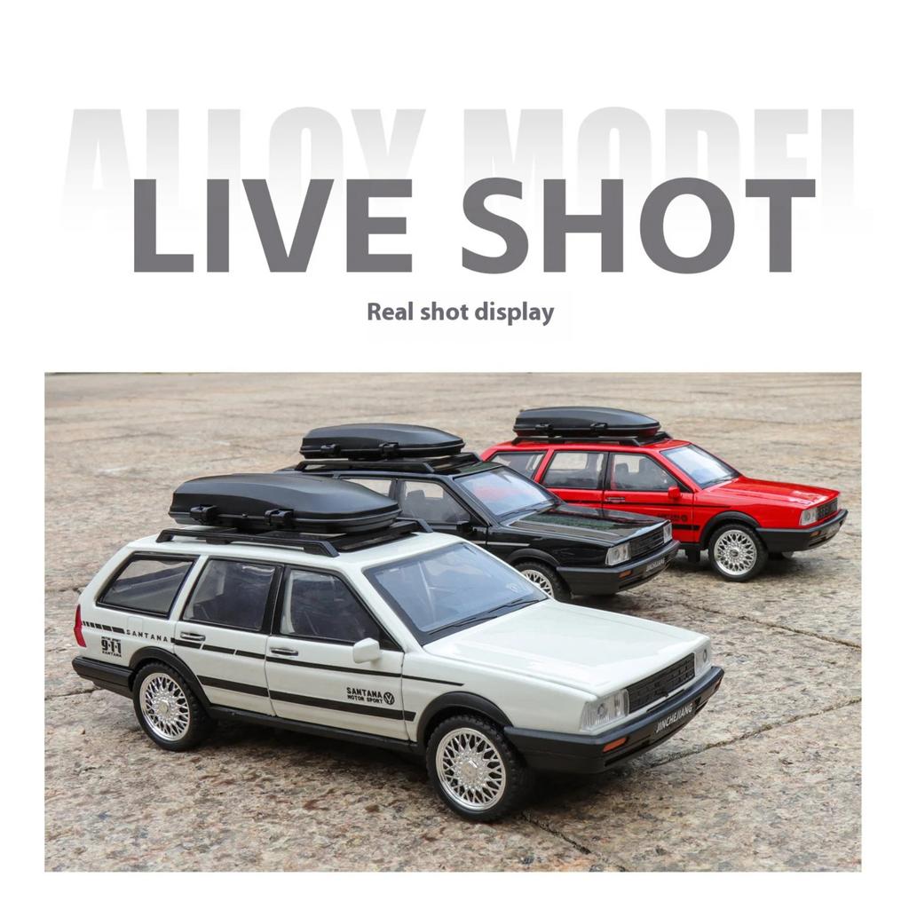 1/32 Volkswagen Santana Alloy Model Car, Cool Sound and Light, Strong Return, Exquisite Desktop Ornaments, Christmas Gifts