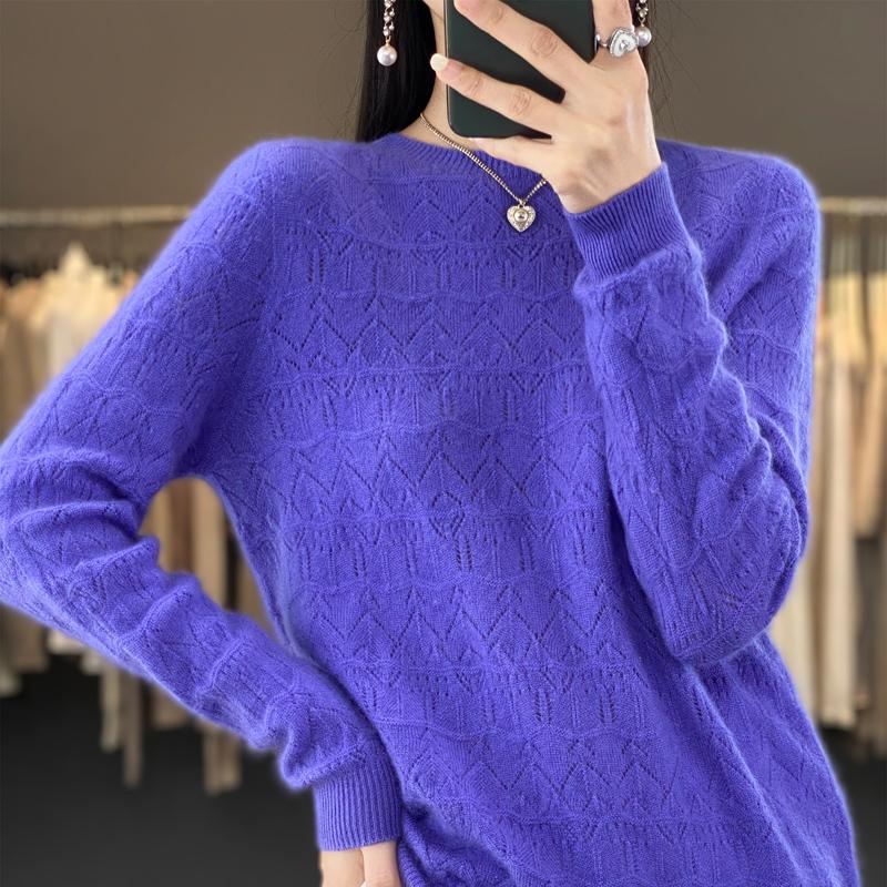 Suéter de mujer, cachemira Qinghe, 30% cachemira 70% lana, jersey de punto de invierno, suéter de otoño, suéter de cachemira de mujer, top de punto, manga larga