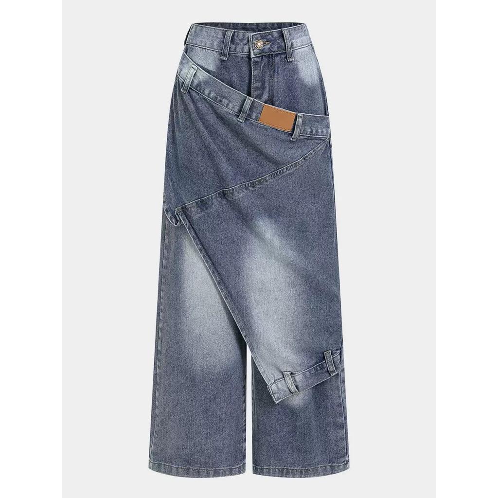 Damen Gerade Hosen Jeans Lange Länge Quasten Hosen Stretch Mittlere Taille Gewaschen Streetwear Denims Vintage Used Look