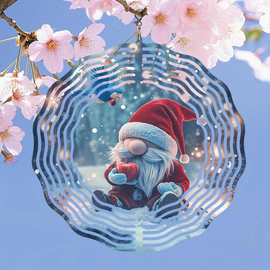 Christmas Gnome Wind Spinner 3D Metal Kinetic Art for Outdoor Garden Yard Decor Holiday Thanksgiving No Battery Needed Durable