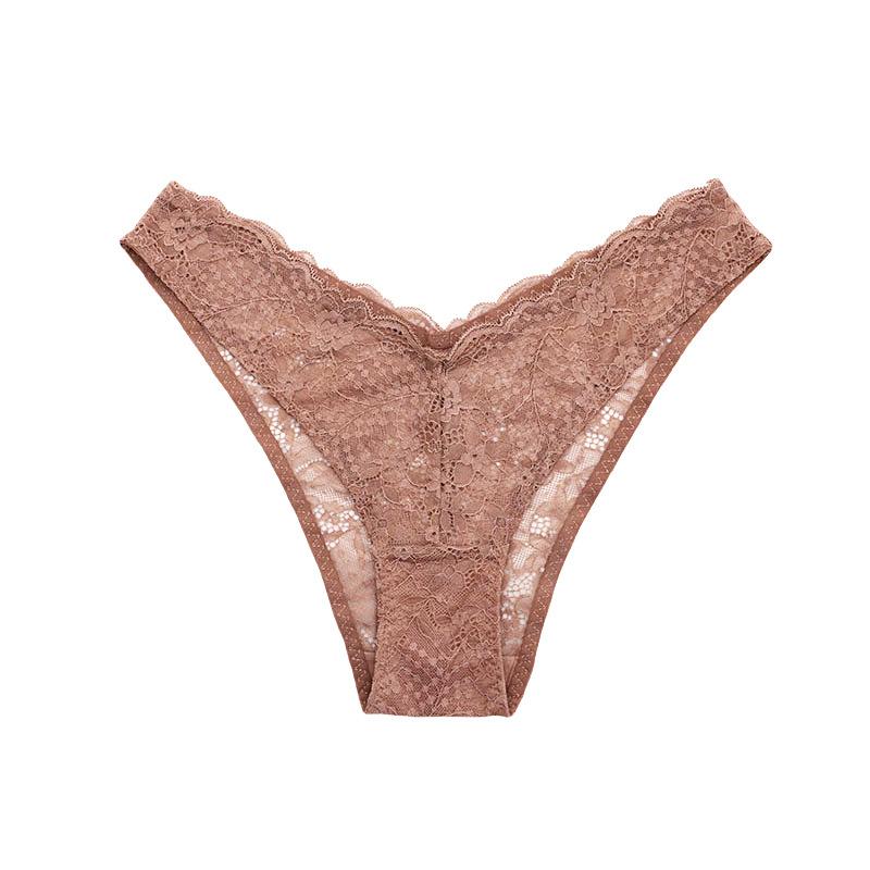 Sexy Underwear for Women Lace V-shaped Underwear Ultra-thin Breathable Women Briefs Low-waist Solid Color Women Underwear Plus Size Women Underwear