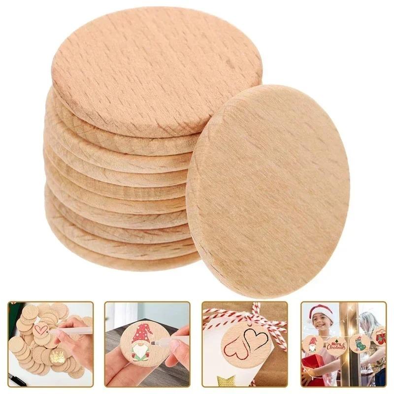 25-70mm Natural Beech Wood Round Coins, Blank Wooden Discs for DIY Craft, Art, Painting, and Staining Projects