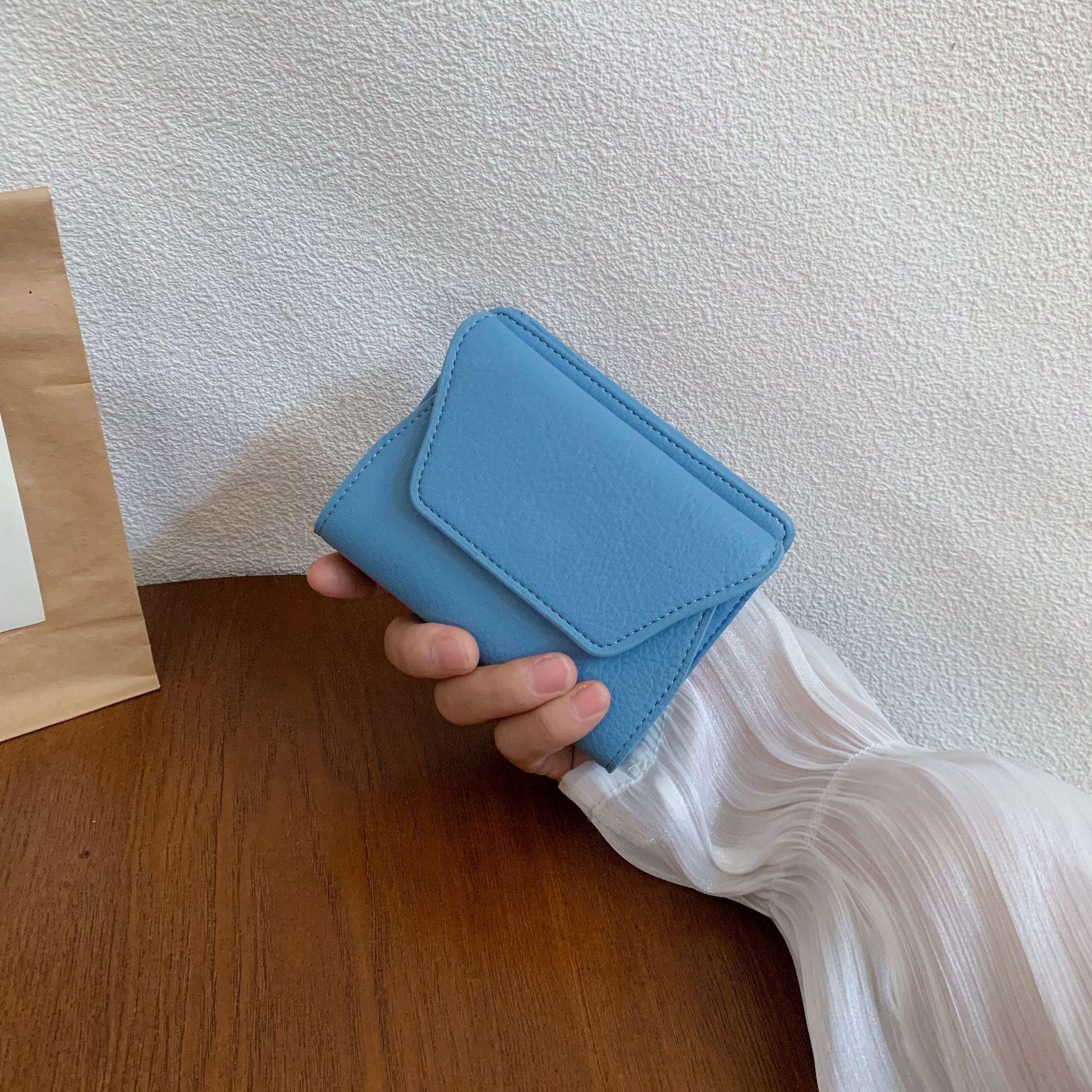 

Новый женский кошелек, сумка для монет, маленький японский, большой вместимости, кошелек для мелочи, портативный, на кнопке, сумка для карт синий