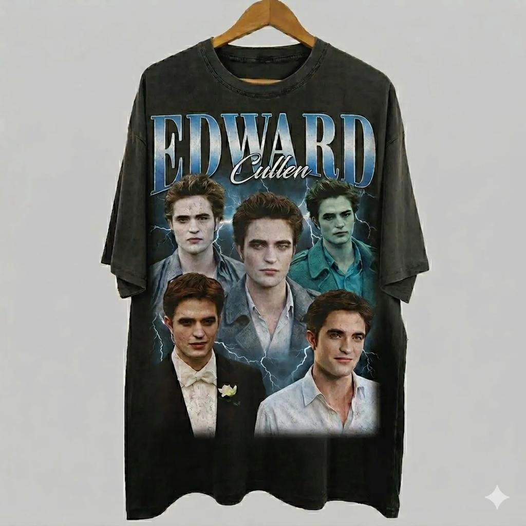 Vintage Style Edward Cullen T Shirt Twilight Movie S Vintage Washed Homme Top For Everyday Wear Comfortable Graphic Streetwear