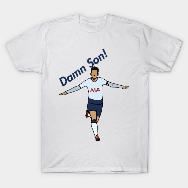 Men Black Print T-shirt Son Heung Min  Damn Son!  - Tottenam Spurs Premier League Soccer No-Cut Transfer Paper Print Cotton Tshirt S белый