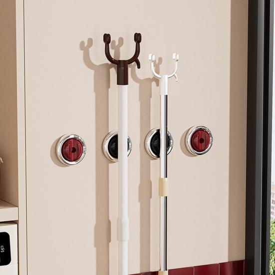 Multi-functional Magnetic Storage Rack No Drilling Adhesive Space Saving Clothes Hook Pole Electric Toothbrush Toilet Brush Broom Organizer Holder