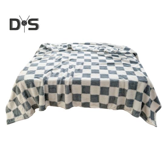 

Плюшевое одеяло с шахматным узором, дышащее пушистое одеяло, клетчатое одеяло для всех сезонов, для дома, офиса, путешествий 150CM