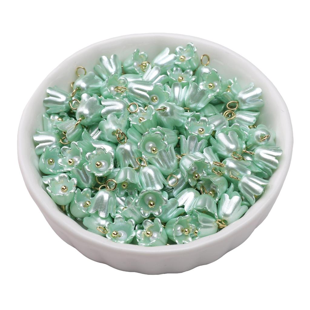 Acrylic Imitation Pearl Color Preservation Cream Lily Orchid Charms Pendant For Jewelry Making Accessories